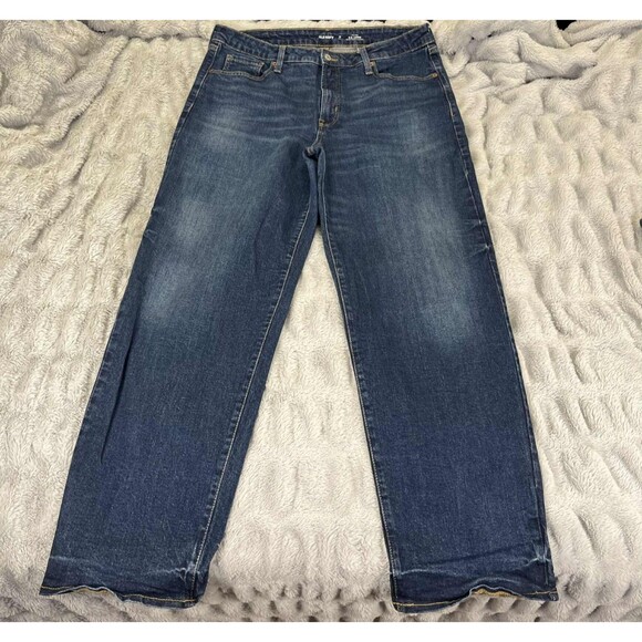 Old Navy OG Loose Jeans Women 16 Tall Straight High Rise Stretch Blue Denim - Picture 1 of 8
